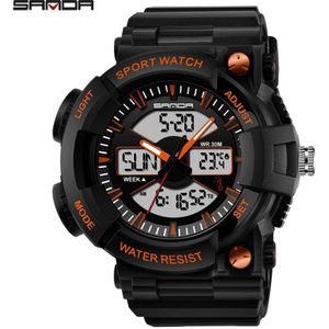 Mannen Dual Display Horloges Digtal Horloge Heren Outdoor Sport Waterdichte Led Klok Duiken Elektronische Horloges Schok Temperatuur