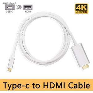 USB 3.1 Type C naar HDMI Kabel Adapter Converter Man Mannelijke voor MacBook2016 Huawei Matebook Smasung S8 1.8 M kleur Zilver
