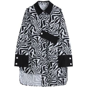 Superaen Herfst En Winter Shirts Vrouwen Plus Size Losse Top Zebra Gestreepte Print Shirt Vest
