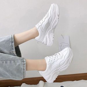 Wit Vrouwen Schoenen Chunky Sneakers Voor Vrouwen Lace-Up Wit Vulcaniseer Schoenen Casual Mode Papa Schoenen Platform Sneakers mand