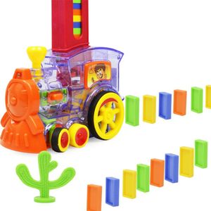 Kinderen Kleine Trein Model Domino Bouwsteen Spoor Speelgoed Baby Automatisch Release Elektrische Licht Trein Educatief Speelgoed