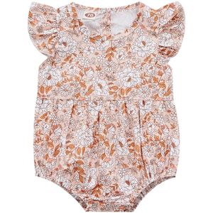 Baby Baby Meisjes Romper Shell/Bloemenprint Ronde Hals Fly Mouw Bodysuit Zomer Casual Kleding