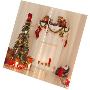 1pc Waterdichte Gordijn Levendige Kerstboom Gordijn voor Slaapkamer Woonkamer Balkon 150*166cm
