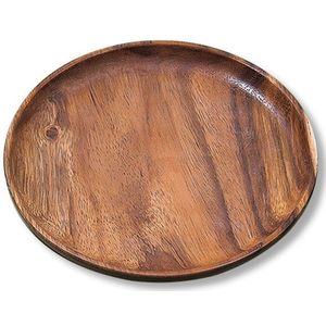 Zwarte Walnoot Houten Plaat Ronde Houten Schotel Plaat Kleine Snack Taart Dessertbord Diner Serveren Plaat Keuken Hout Servies