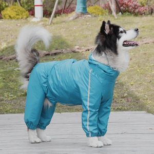 Hond Regenjas Reflecterende Waterdichte Rits Kleding Hoge Hals Hooded Jumpsuit Voor Kleine Grote Honden Overalls Regen Mantel Labrador