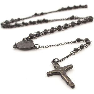 Gokadima Rvs Ketting Mannen Sieraden of Vrouwen Katholieke Rozenkrans Kralen Collier Cross Voor Kerstcadeau, 4mm/6mm