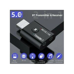 TR6 Bluetooth 5.0 Zender Ontvanger 2 In 1 Draadloze Audio 3.5Mm Usb Aux Adapter 3.5Mm Male-To-Male Audio Connector Voor Ipod
