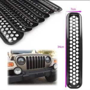 Grille Covers Insert Mesh Grill Voor Jeep Wrangler Tj 1997 1998 1999 2000 2001 2002 2003 2004 2005 2006 7 Pcs 34 Cm * 7 Cm