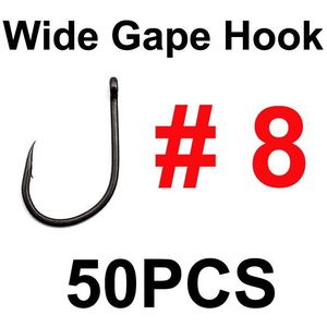 50Xptfe Gecoat Wide Gape Karpervissen Haken Curve Shank Carbon Stalen Haak Micro Prikkeldraad Feeder Karper Haak Pop Up maïs Rig Japan