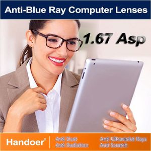 Handoer 1.67 Anti-Blue Ray Bescherming Optische Enkele Visie Lens Voor Digitale Apparaat Anti-Uv Recept Computer Lenzen, 2Pcs