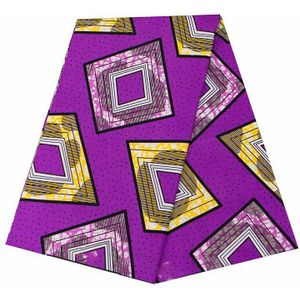 Afrikaanse Stof Wax Print Geometrie Ankara Pagne Echte Wax Paars Polyester Stof Voor Afrika Jurk
