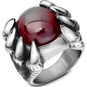Mannen Luxe Sieraden Kerst Holloween Ring Met Prachtige Ingelegde Rode Edelsteen 316L Titanium Staal Mode Man Ringen