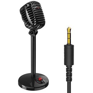 Karaoke Microfoon Wired Studio Hd Noise Cancelling Condensor Tabletop Usb 3.5Mm Mircophone Voor Computer Professionele Retro Mic