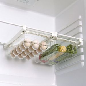 Plastic Clear Koelkast Organizer Koelkast Opbergdoos Slide Onder Plank Lade Doos Fruit Groenten Ei Opbergdozen