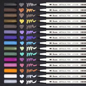30 Kleuren Metallic Micron Pen Gedetailleerde Markering Kleur Metalen Marker Voor Album Zwart Papier Tekening Kunst School Supplies