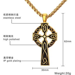 Vintage Punk Stijl Titanium Staal Celtics Cross Hangers Ketting Voor Mannen Viking Concentrische Knoop Jewerly Man Vrouw