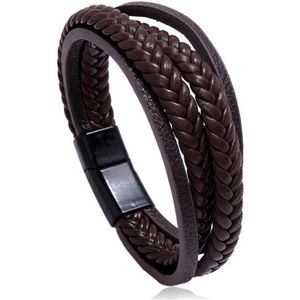 Trendy Mannen Lederen Armbanden Multi-layer Handwoven Weave Braslet Hiphop Rock Mannelijke Brazalete Aanwezig Voor Vriendje Bijoux Homme