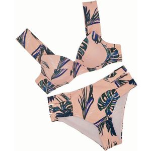 Boho Zomer Vrouwen Dames Bikini Sets Vrouwelijke Bladeren Print Badmode Push-Up Bh Badpak Vrouwen Badpak