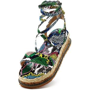 Zomer Vrouwen Snake Sandalen Platform Hakken Cross Strap Enkel Lace Peep Toe Beach Party Dames Schoenen Zapatos De mujer