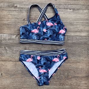 3-14 Jaar Meisje Badpak Kinderen Badmode Flamingo Meisje Bikini Set Twee Stuk Chlidren Badmode Baby Meisjes Baden pak Beachwear