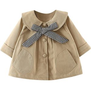 Baby Kids Meisjes Stof Jas Jas Stevige Pop Kraag Plaid Winddicht Jassen Uitloper Casual Kleding Herfst Winter Windjack