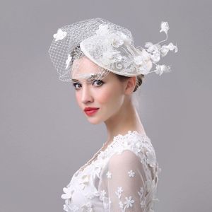 Handgemaakte Kant Mesh Garen Fedora Hoed Vrouwen Royal Ascot Dames Dag Britse Elegante Cap Bruiloft Tovenaar Hoofddeksels H7106