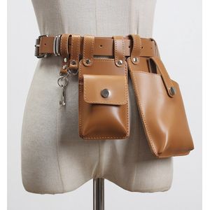 [Eam] Pu Leer Oranje Gesp Mini-Bag Split Joint Lange Riem Persoonlijkheid Vrouwen Mode Tij Alle-Match Voorjaar 1S919