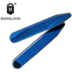SHANG ZUN 2 Pcs Double Side Spiegel Gepolijst Kraag Botten voor Mannen Blauwe Kleur
