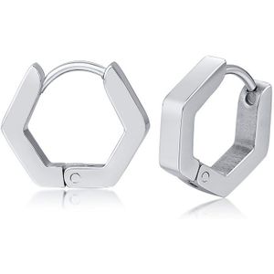 Hexagon Oorbellen Voor Mannen Vrouwen Geometrie Hex Huggies Roestvrij Staal Moderne Unieke Earring Unisex Sieraden