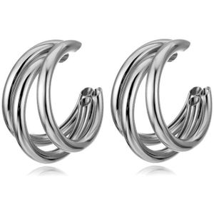 Klassieke Stijl Drie Layes Goud Zilver Kleur Metalen Oorringen Voor Vrouwen Dames Basic Sieraden Kleine Size Hoop Earring