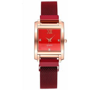 Vrouwen Vierkante Case Vorm Roma Dimond Dial Horloge Luxe Dames Magneet Gesp Band Quartz Horloges Voor Klok