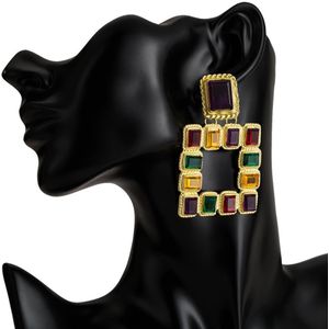Geometrie Vierkante Oorbellen Hangers Vrouwen Europa En Amerika Jewellery Crystal Acryl Overdrijving Eardrop Kleur