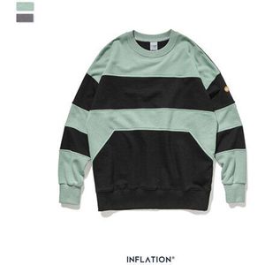 Inflatie Mannen Sweatshirt Met Contrast Raglanmouwen Fleece Stof Winter Mannen Losse Fit Sweatshirt Streetwear 9649W
