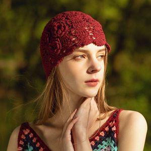 B-7955 Volwassen Breien Hoeden Herfst Casual Alle-Wedstrijd Bloem Baret Hoeden Lady Sweet Schattige Wollen Muts Mode Gebreide Muts passen