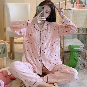 Moederschap Pyjama Set Herfst Koreaanse Mode Dunne Katoen Verpleging Nachtjapon Postpartum Borstvoeding Zwangere Nachtkleding