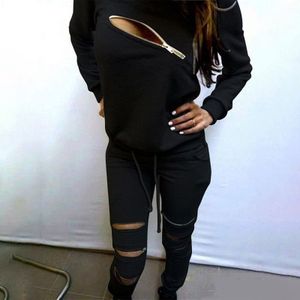 Hoodies Joggingbroek Vrouwen Sets Casual 2 Stuks Vrouwen Kleding Lente Trainingspakken Sportkleding Vrouwelijke Truien Rits Gat