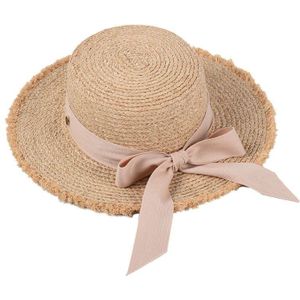 USPOP women sun hats taffia summer hats female flat straw hats Letter M bow ribbon rough edeges beach hats
