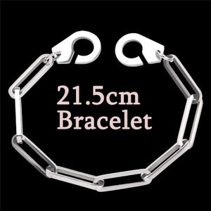 215 Mm Mannen Armband Handboeien Manchet Armbanden Mannen Eenvoudige Punk Bangle Femme Ketting Zilver Kleur Armband Voor Vrouwen Sieraden Pulseiras