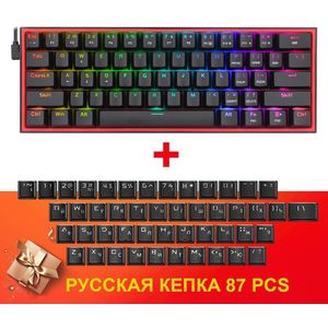 Redragon Fizz K617 Rgb Usb Mini Mechanische Gaming Toetsenbord Rood Schakelaar 61 Toetsen Bedrade Afneembare Kabel, Draagbare Voor Reizen