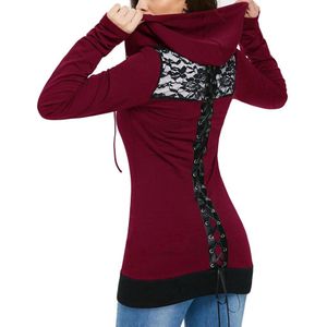 Vrouwelijke Blouse Lente Herfst Vrouwen Blouses Bandage Lange Mouw Casual Blouse Lace Up Back Zip Up Hoodie Tops En Blouses # DN