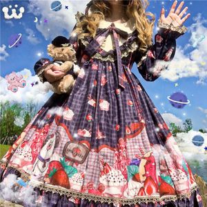 Lolita Meid Jurk Harajuku Mode Cosplay Vrouwelijke Lolita Japanse Zachte Zus Stijl Streetwear Leuke Zoete Thee Party Volledige Mouw