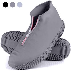 1 Paar Waterdichte Schoen Covers Herbruikbare Vouwen Niet-Slip Siliconen Regen Overschoenen Met Rits Voor Outdoor activiteiten