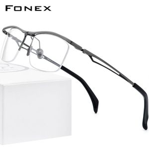 Fonex 180 ° Flip Titanium Brilmontuur Mannen 2022 Semi Randloze Vierkante Recept Brillen Half Optische Eyewear F8044