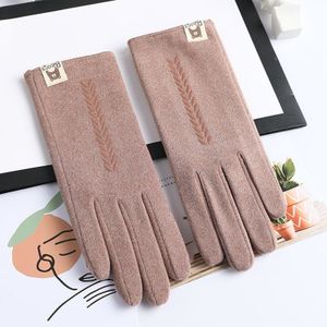 Vrouwen Winter Warm Houden Touch Screen Dunne Sectie Handschoenen Single Layer Plus Fluwelen Binnenkant Vrouwelijke Elegante Zachte Handschoenen