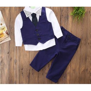 Jongen Blazers Vest + Tie + Blouse + Broek 4 Stuk Kid Kleding Tops Shirt Leisure Kleding Set Formele kleding Pak Blazers Outfits
