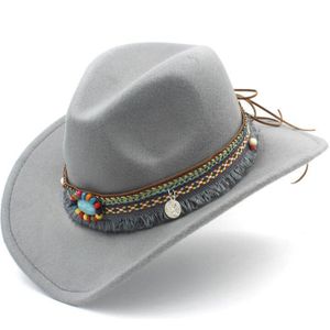 vrouwen Wol Hollow Western Cowboy Kwastje Riem Elegante Lady Jazz Cowgirl Jazz Toca Sombrero Cap Maat 56-58 CM