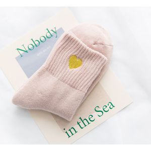 3 Pairs Winter Liefde Geborduurde Effen Katoen Vrouwen Sokken Comfortabele Harajuku Warmte Kawaii Casual Dames Crew Sox