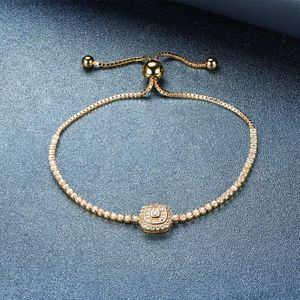 Hutang 925 Sterling Zilveren Armband Geel Goud Verstelbare Armband voor Vrouwen Wit CZ Steen Fijne Mode-sieraden