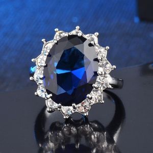Grote Blue Dames Ringen Sieraden Voor Vrouwen Natuurlijke Kristal Rvs Wedding Liefde Ring Anillos Mujer Bagues Femme