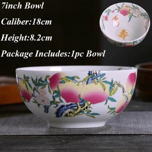 5/6/7/8Inch Jingdezhen Emaille Kleur Keramische Ramen Kom Perzik Bowls Fruit Slakom Keuken gebruiksvoorwerpen Porselein Chinese